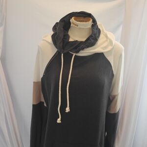 AMPERSAND AVE Black and Cream Cowl Neck Sweater